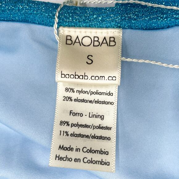 Baobab Tamboril One Piece Swimsuit Juno Blue Glitter One Shoulder Cutout Sz S - Picture 12 of 12